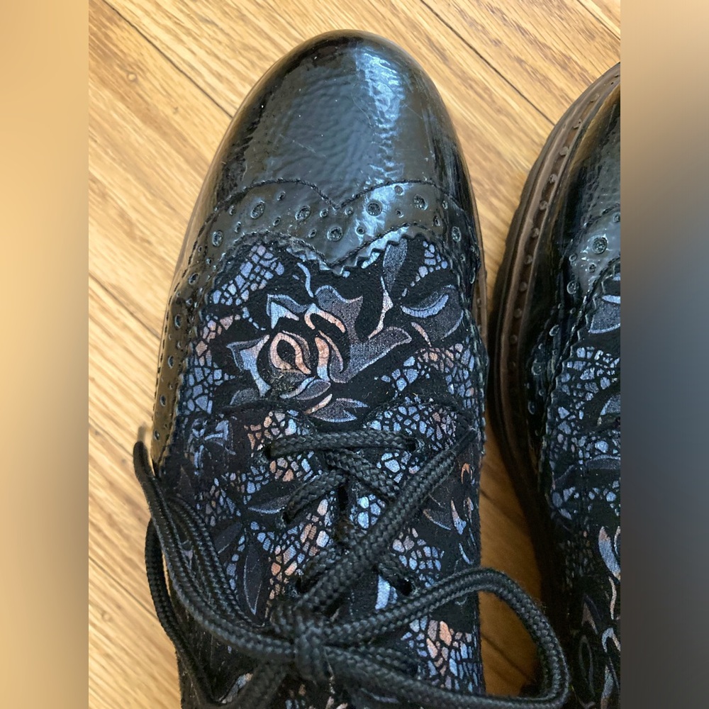 Rieker Patent Leather Wingtip Lug-Sole Lace-Ups
